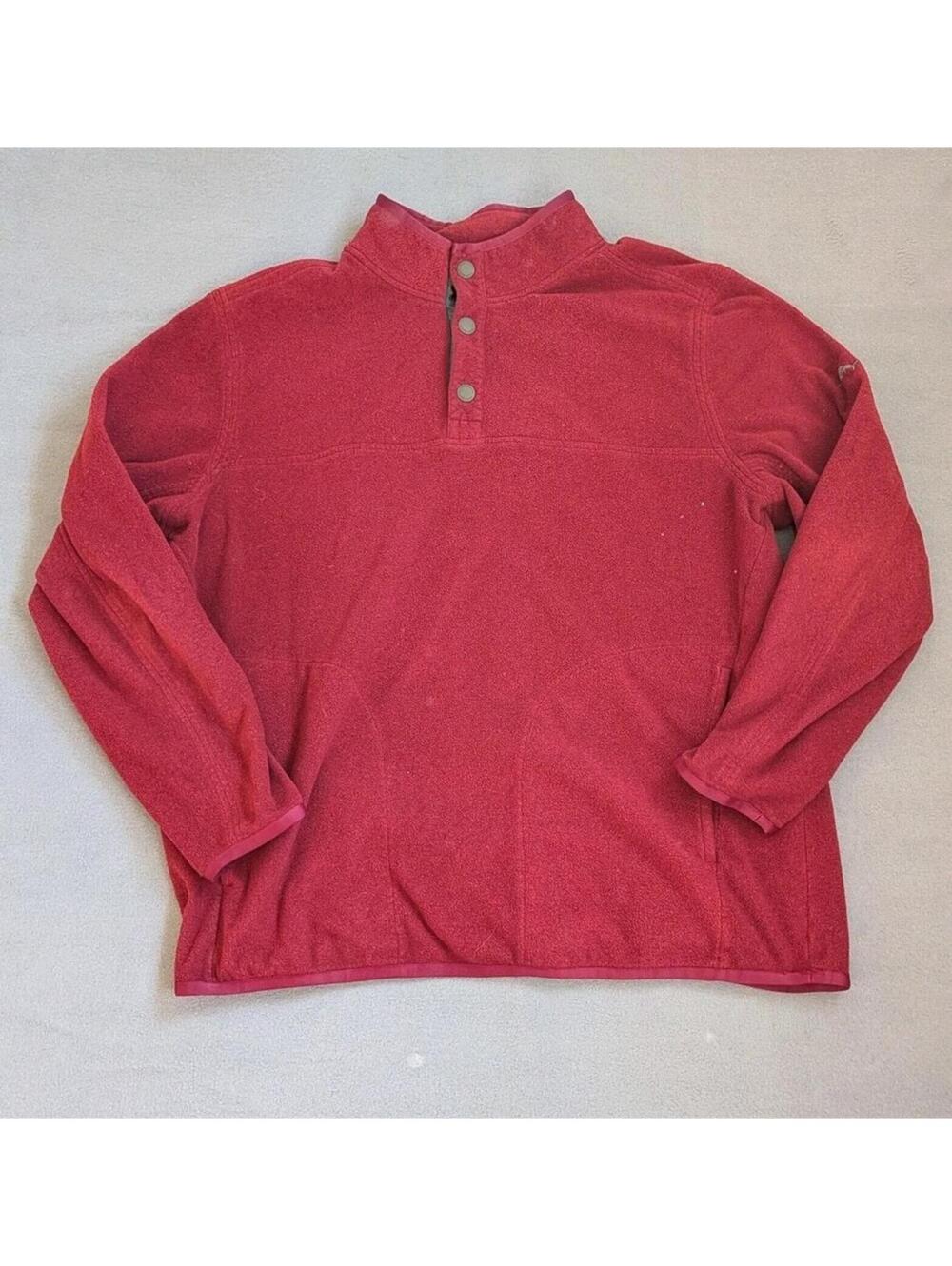 Tommy Bahama Jacket Mens XL Red Fleece Snap Mock Neck Lined Pullover Pockets
